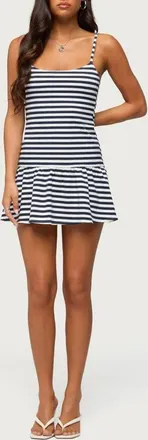 Edikted Felicitie Stripe Minidress in Navy-And-White at Nordstrom, Size X-Large
