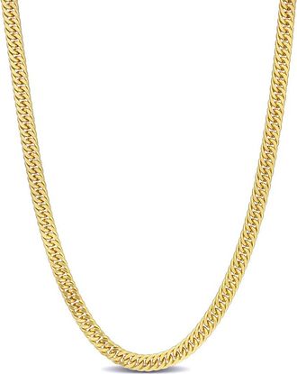 Amour Double Curb Link Chain Necklace In Yellow Plated Sterling Silver, 24 In