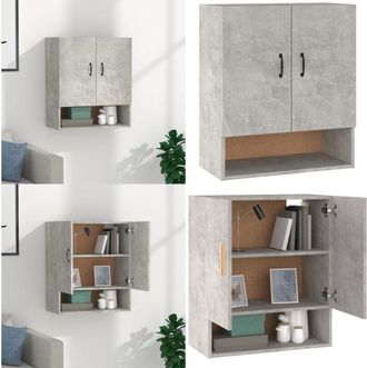 vidaXL Armadietto a Muro Grigio Cemento 60x31x70 cm Legno Multistrato - Armadietto pensile - Armadietto in legno multistrato