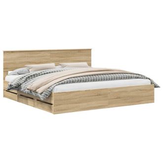 vidaXL Estructura De Cama Roble Sonoma 200 X 200 Cm Madera Ingenieril Vidaxl