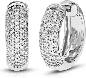 Vir Jewels 1/2 cttw Lab Grown Diamond Hoops Earrings in Sterling Silver With Hidden Post For Women