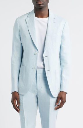 Nordstrom Henrik Trim Fit Solid Italian Linen Suit Separate Jacket in Light Blue at Nordstrom, Size 46 Xl