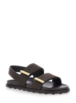 Tod's Womens Leather Sandals, Brown Calf