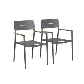 Sweeek Sill&oacute;n de jard&iacute;n de aluminio y textileno, set 2, antracita