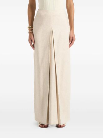 Mani&egrave;re De Voir Regine linen A-line maxi skirt - women - Viscose/Polyester/Linen/Flax - 10 - Neutrals
