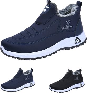 Generic Mens Winter Snow Boots Size 6.5 Fur Lining Warm Ankle Boots Waterproof Hiking Walking Boots Outdoor Anti Slip Rubber Sole Shoes Comfortable Lightweigh