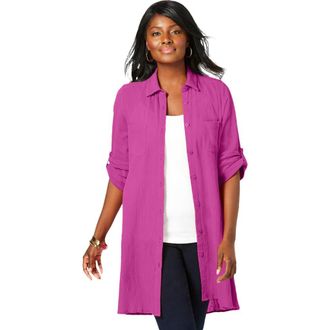 Jessica London Gauze Mega Tunic in Deep Orchid at Nordstrom, Size 14