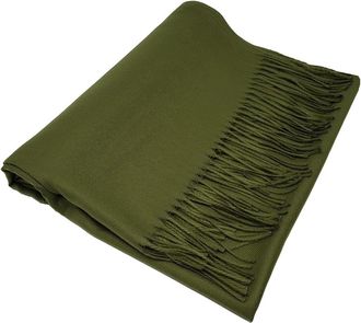 World of Shawls Winter Cashmere Feel Scarf Wrap Blanket Shawl Warm Soft Cozy - (Light Olive)