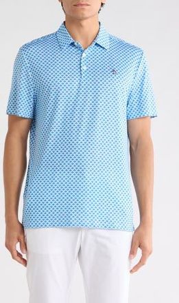 Original Penguin Retro Geometric Print Performance Polo in Surf The Web at Nordstrom Rack, Size Xx-Large