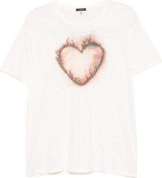R13 T-shirt met hartprint - Heren - T-shirts - Wit - M - Tops