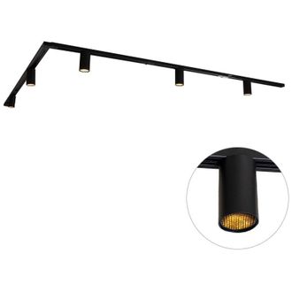 QAZQA Qazqa - Moderno Sistema De Iluminaci&oacute;n De Riel Moderno Con 5 Focos Negros Monof&aacute;sicos Gu10 35 Mm - Iconic Ruby Acero /pl&aacute;stico Adecuado Para Led Max. 