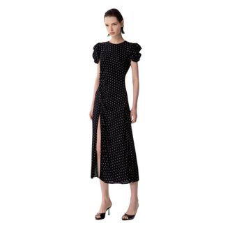Mar De Margaritas Midi Dresses, female, Black, Size: XL Kristel Abito Midi Con Drappeggio E Bottoncini