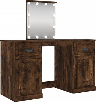 vidaXL Vidaxl - Tocador Con Led Color Roble Ahumado 130x50x132,5 Cm