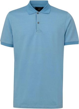 Dunhill Polo Shirts, male, Blue, Size: M Blue Cotton Polo Shirt