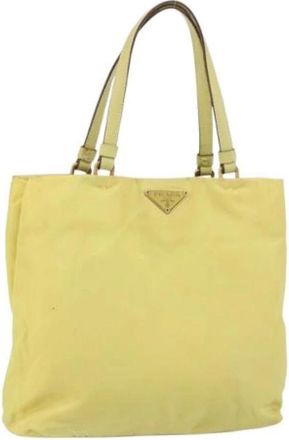 Prada Pre-owned Tote Bags, female, Yellow, Size: ONE SIZE Pre-owned Nylon Tote Bag