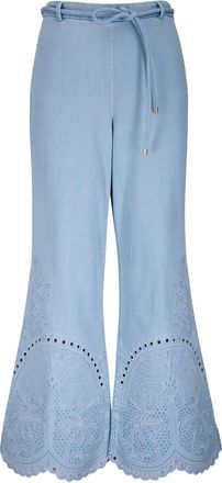 Zimmermann Pantaloni con ricamo - Blu