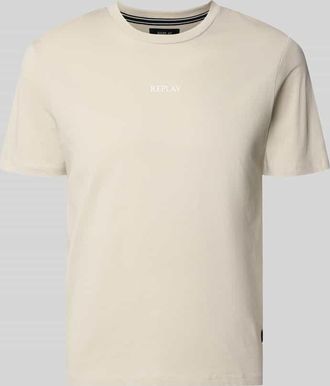 Replay Regular Fit T-Shirt mit Logo-Print in Sand, Gr&ouml;&szlig;e XXL