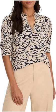 Nic+Zoe Contrast Swirl Top Womens Clothing Neutral : XS, Cotton/Spandex