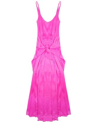 J.W.Anderson Vibrant Pink Silk Dress With Waist Knot Detail