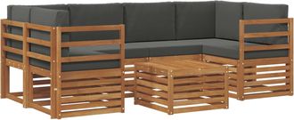 vidaXL Conjunto De Sof&aacute;s De Exterior 7 Uds. Natural Y Antracita Vidaxl