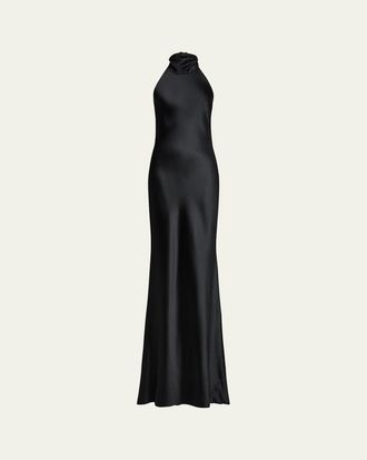 Ralph Lauren Collection Chilton Stretch Satin Evening Dress