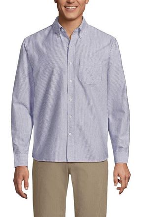 Lands End Traditional Fit Comfort-First Sail Rigger Oxford Shirt in Purple Quartz Stripe at Nordstrom, Size Xx-Large
