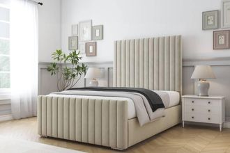 Comfort Beds Khloe Plush Bed Frame With Mattress-50 Upholstered in Cream | Size: Single
