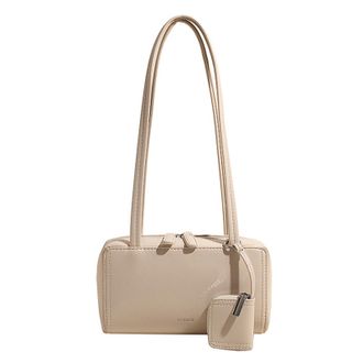 Generic Cymwer PU Leather Shoulder Bag Trendy Square Bag for Women Work Shopping Travel (Beige)