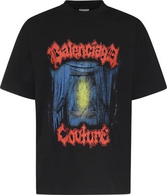 Balenciaga T-Shirts, male, Black, Size: XL Salon de Couture T-shirt Medium Fit