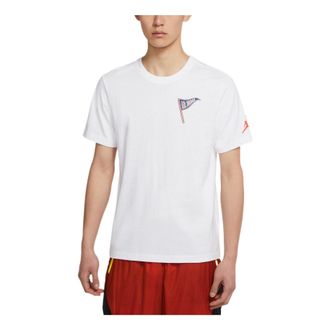 Nike Jordan Air Jordan Aj23 Varsity Cotton Round Neck Back Alphabet Pullover Short Sleeve White DQ6075-100