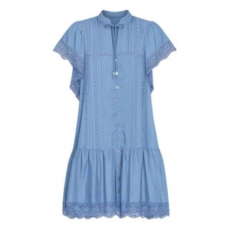 Sea NY Pippa Mini Jurk - Dames - Korte kleedjes - Blauw - M - Katoen - Kleedjes