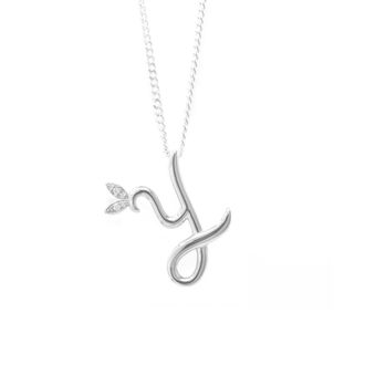 Say It With Winged Diamond Initial Necklace - Sterling Silver - Y/18 | Size: 18 inches
