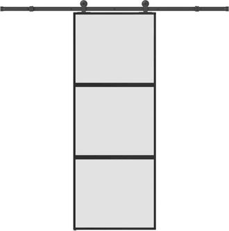 vidaXL Vidaxl - Puerta Corredera Set Herrajes Vidrio Templado Aluminio 76x205cm