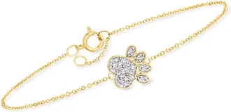 Canaria Canaria Diamond Paw Print Bracelet in 10kt Yellow Gold