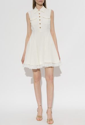 Self Portrait Dress With Lace Trim, Womens, Cream