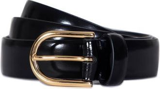 Vince Leather Belt in Black /Gold at Nordstrom, Size X-Small