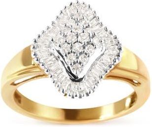House of Brilliance 10K Yellow Gold 1/2 Cttw Diamond Rhombus Head and Halo Ring at Nordstrom, Size 7