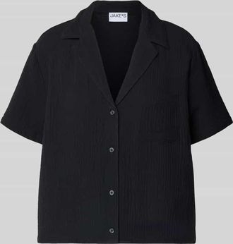 Jake*s Casual Relaxed Fit Pyjama-Oberteil mit Brusttasche in Black, Gr&ouml;&szlig;e 34