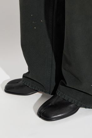 Maison Margiela Leather Heeled Ankle Boots With Tabi Cut-out, Mens, Black