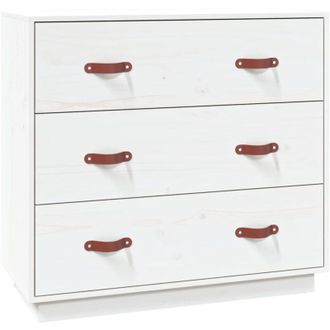 vidaXL Aparador Madera Maciza De Pino Blanco 80x40x75 Cm Vidaxl