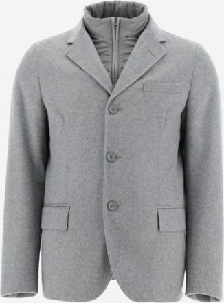 Herno Mens Cashmere & Nylon Ultralight Blazer In Light Grey