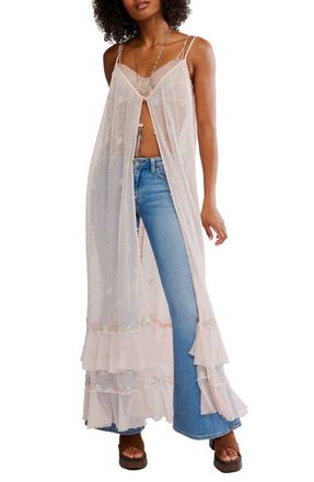 Free People Star of the Show Sequin Mesh Nightgown in Peach Dust at Nordstrom, Size Medium