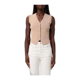 A|X Armani Exchange Viscose Knit Vest Fabiana Filippi - Dames - Jassen - Beige - Maat: L Viscose