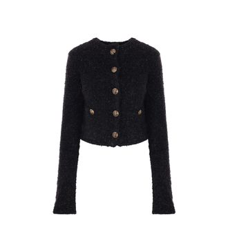 Balenciaga Crop Boucl&eacute; Cardigan