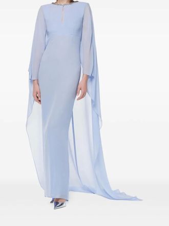Roland Mouret chiffon gown dress - women - Silk - 16 - Blue