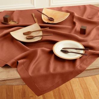 Solino Home Linen Table Throw - Classic Hemstitch, 52 x 52 Inch, 52 x 52 Inch in Cinnamon at Nordstrom, Size Medium