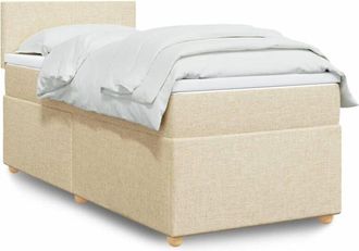 vidaXL Vidaxl - Cama Box Spring Con Colch&oacute;n Tela Color Crema 90x190 Cm
