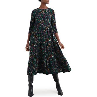 Seasalt Cornwall Line Strokes Floral Print Dress in Illuminated Garden Onyx at Nordstrom, Size 4 Us
