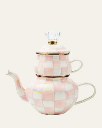 MacKenzie-Childs Rosy Check Enamel High Tea Set