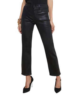 L'agence Ginny High Rise Straight Jeans In Noir Coated